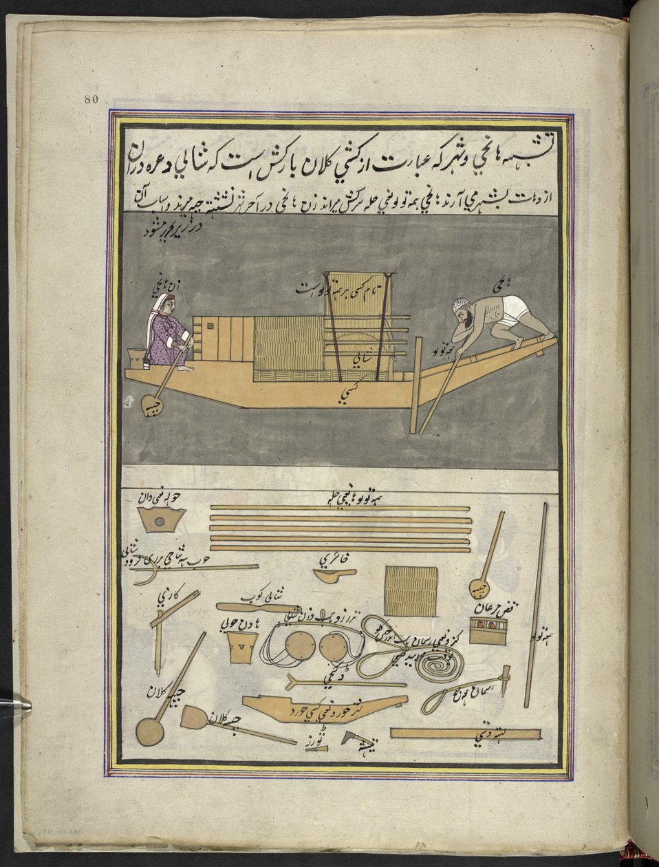 Bateliers et femme transportant des charges de riz - Indian School