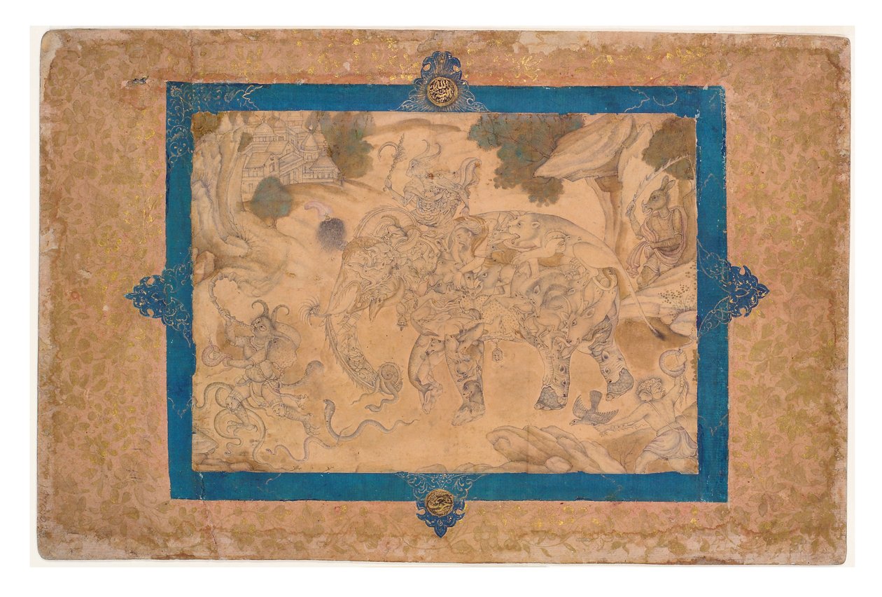 Éléphant composite et autres créatures - Indian School