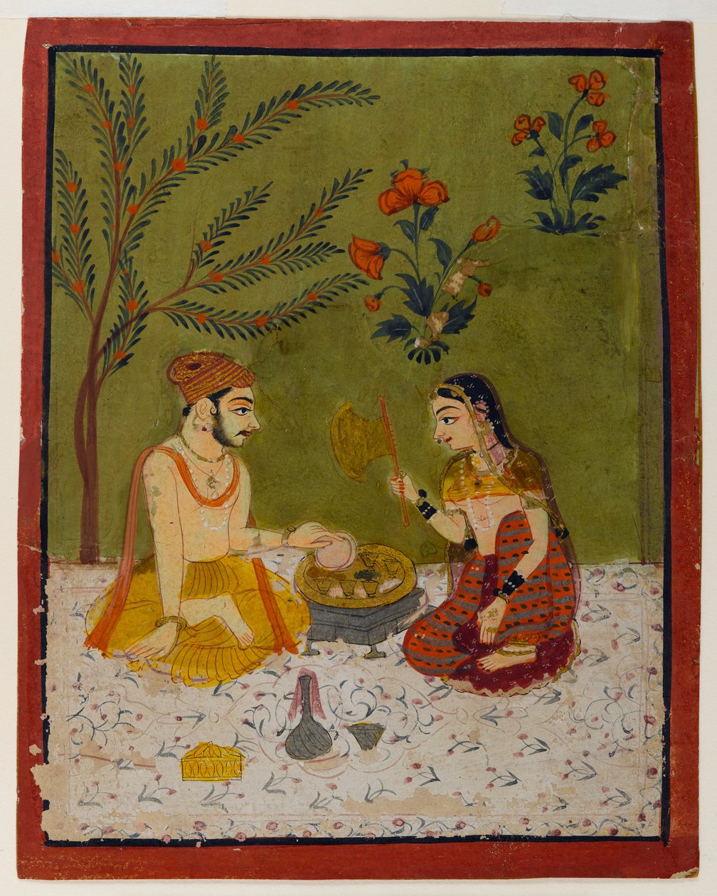 Couple assis sous un arbre, c.1700 - Indian School