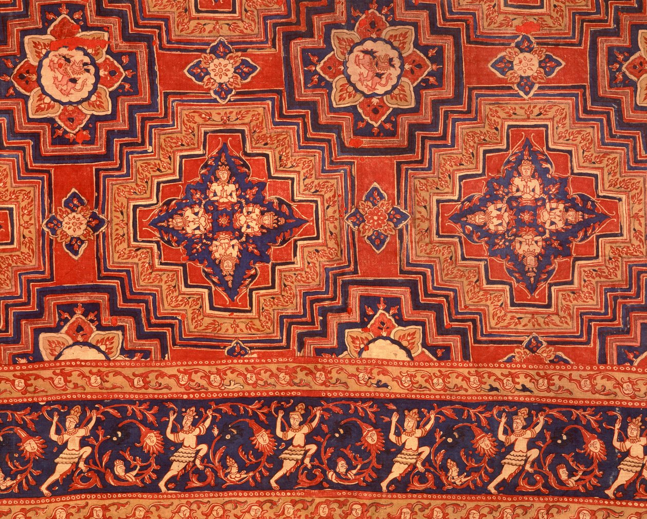 Tissu de la période Ayutthaya avec motifs thaïlandais - Indian School