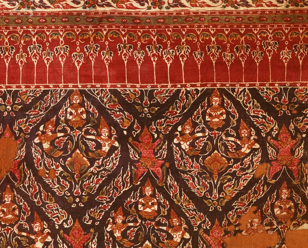 Tissu de la période Ayutthaya avec motifs thaïlandais - Indian School