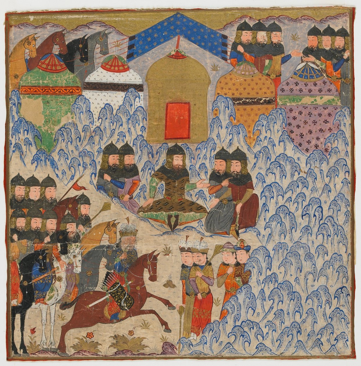Folio du Shahnama (Livre des Rois) de Firdawsi; Rustam campé, peut-être Inde, c.1425-50 - Indian School