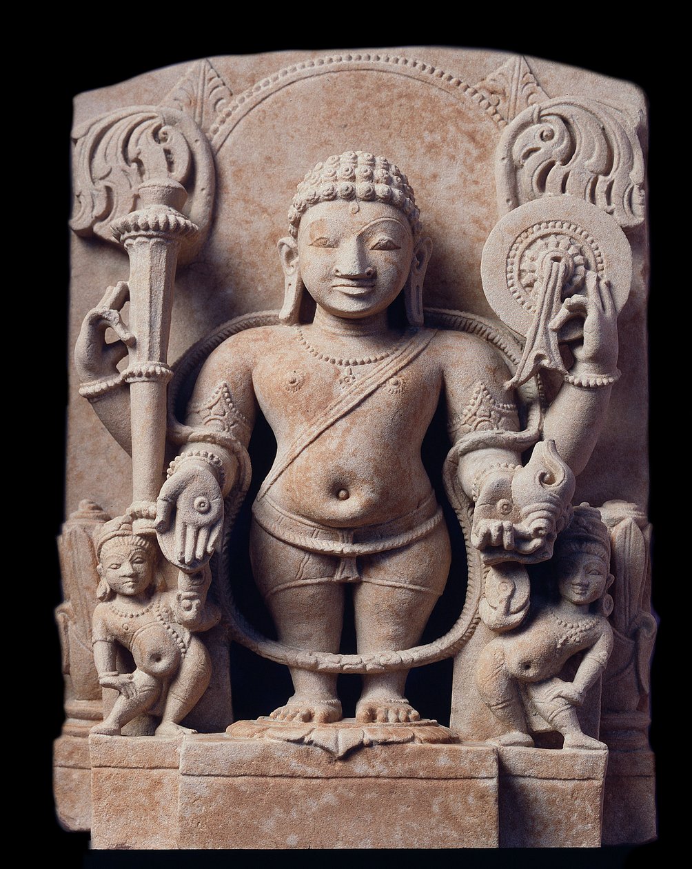 Hindouisme : représentation de Vishnu - Sculpture en grès, École de Mathura, Empire Kouchan. - Indian School
