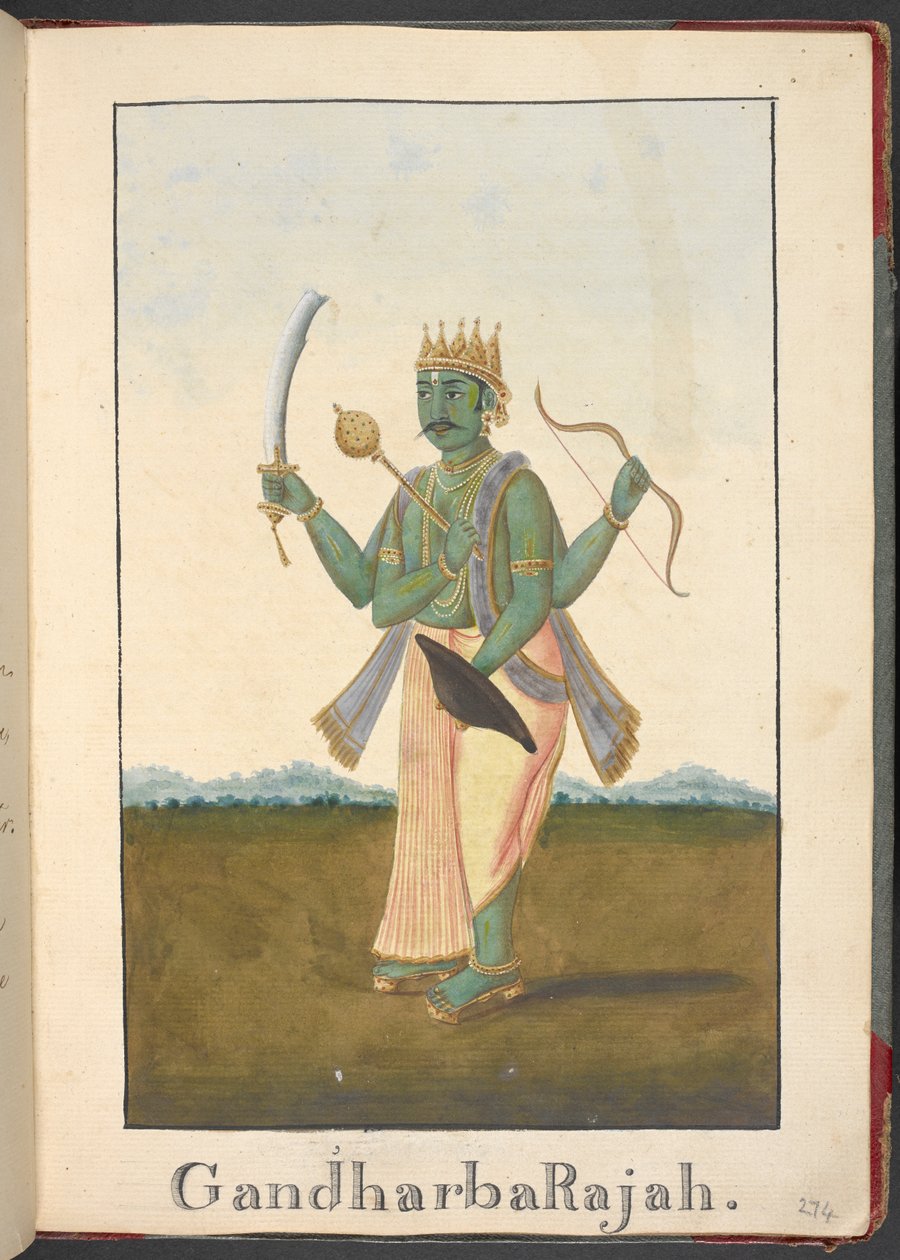 Roi des Gandharvas, les musiciens célestes - Indian School