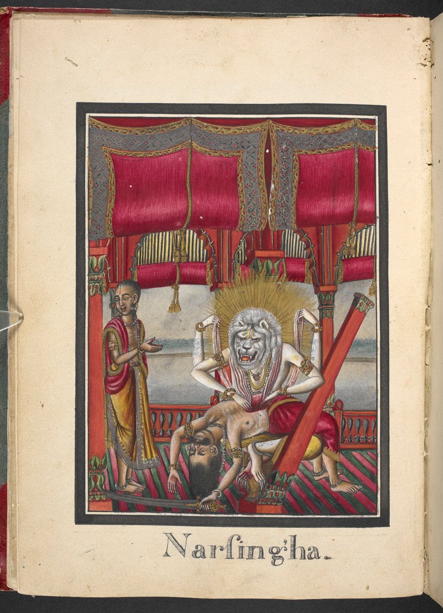 Incarnation homme-lion de Vishnu, Narasimha avatara, quatrième incarnation de Vishnu - Indian School
