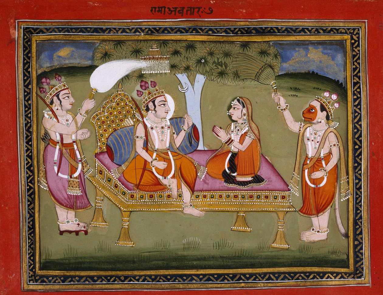 Or. 13805 f.373 Roi Rama sur un trône, illustration tirée de 