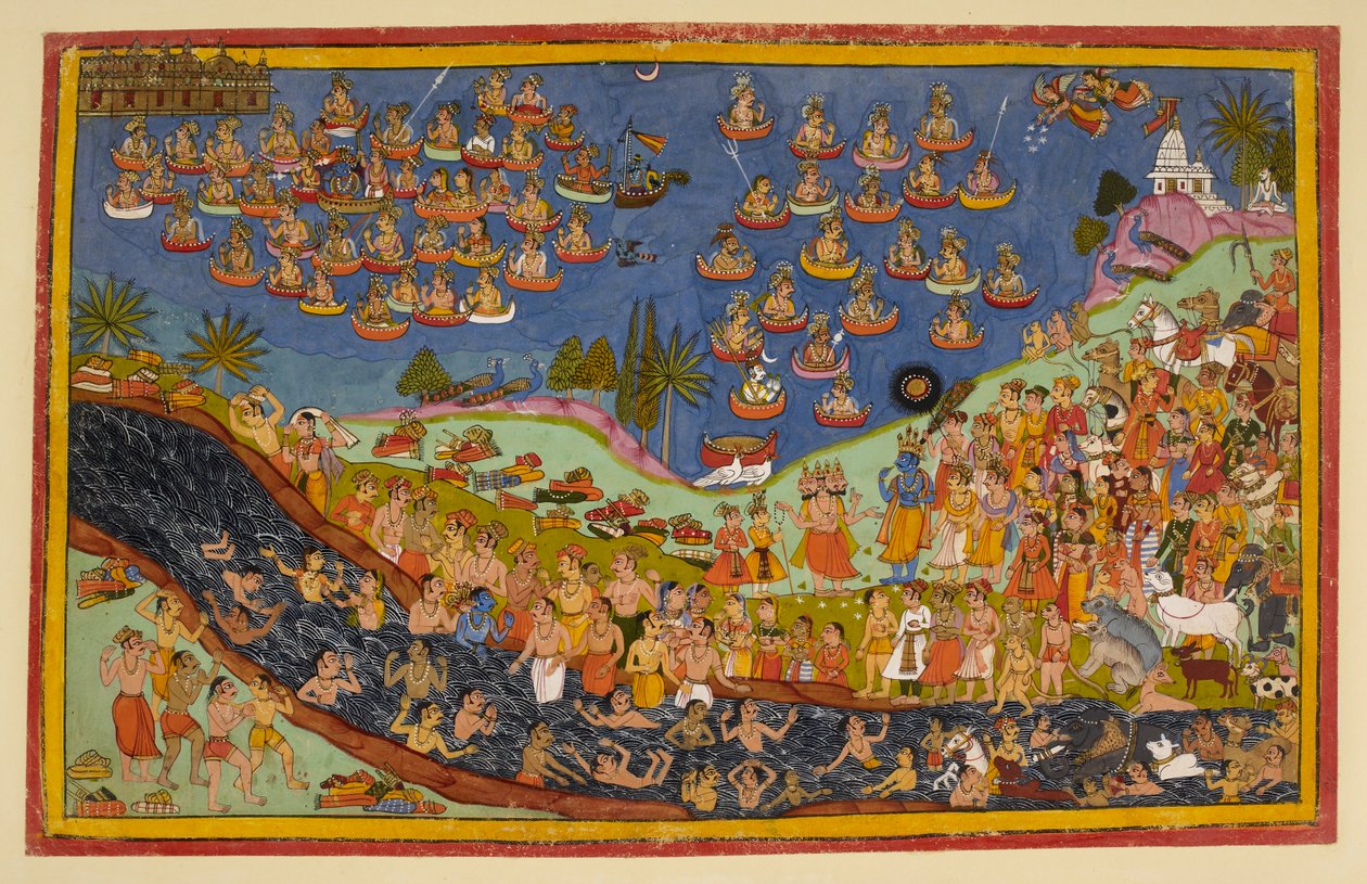 Rāma monte au ciel avec ses disciples, et les habitants d