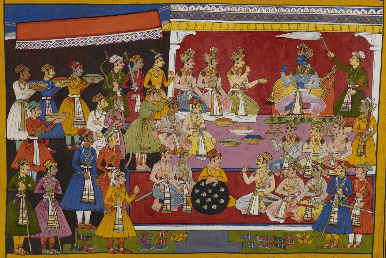 Rāma remercie ses alliés, leur offre des cadeaux et leur permet de retourner dans leurs royaumes. - Indian School
