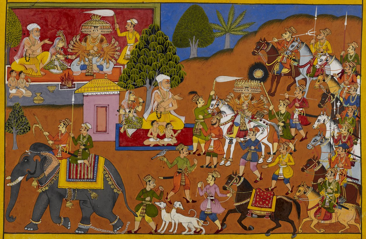 Rāvaṇa rencontre le sage Maya et épouse sa fille Mandodarī. - Indian School