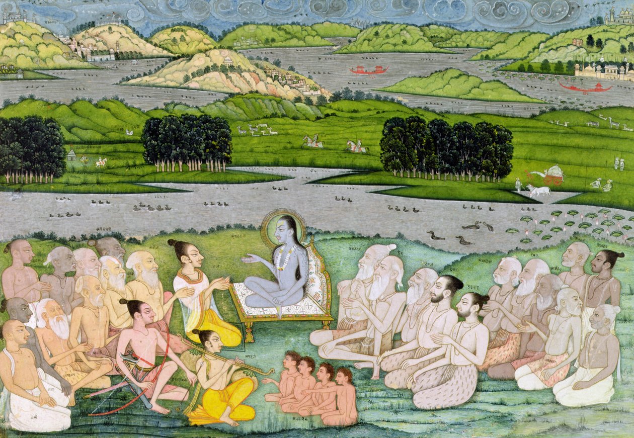 Shri Sukdevji prêchant à une assemblée de Sadhus, Rajasthan, vers 1757 - Indian School