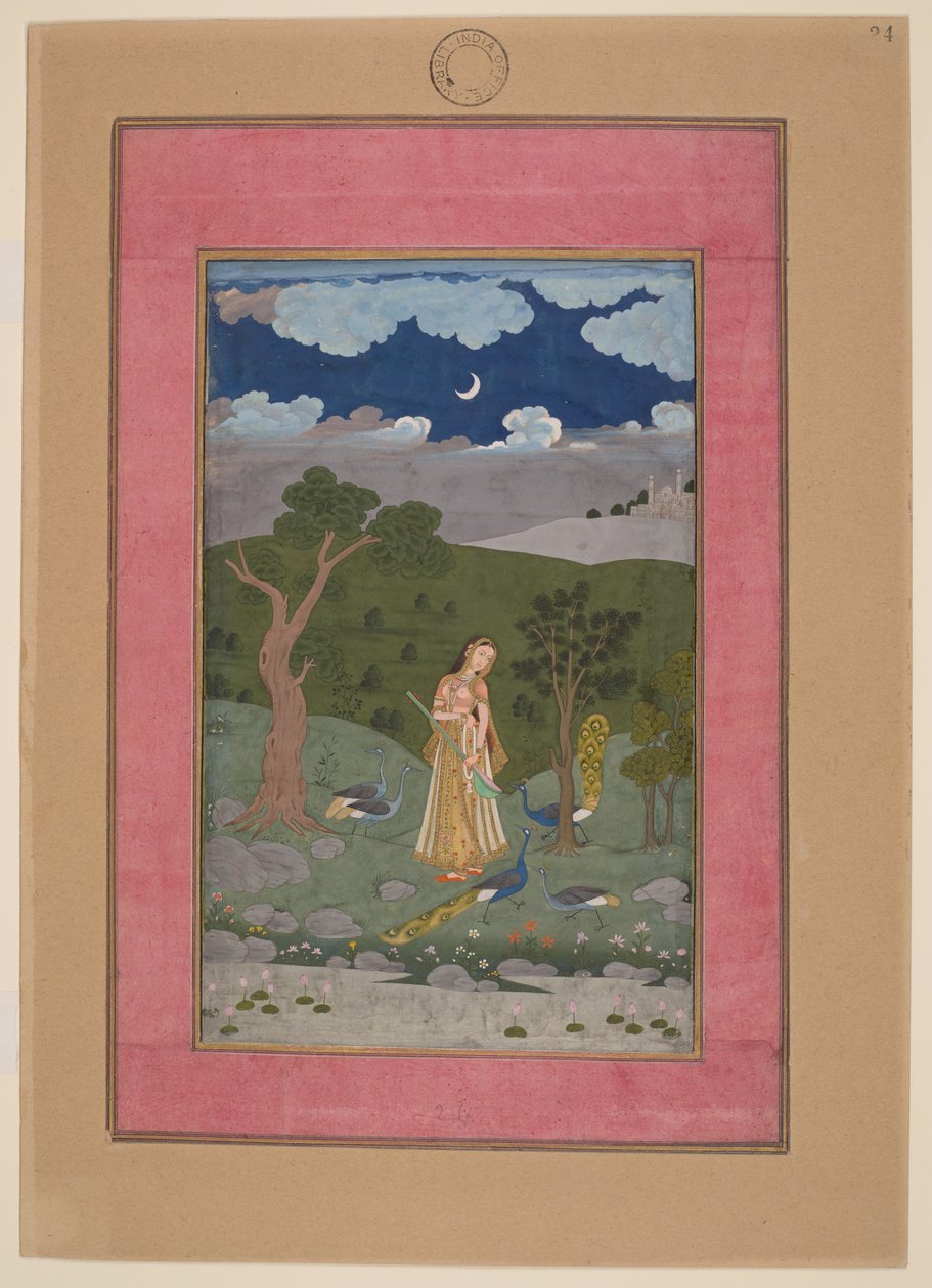 Sorath Ragini, Inde, Hyderabad, vers 1760 ; Johnson Album 37, no 24 (encre, couleurs et or sur papier) - Indian School