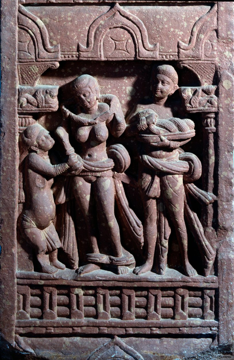 Toilette de Sundari (sculpture en grès) - Indian School