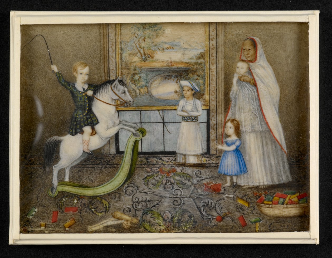 Les enfants de Sir John et Lady Login avec leur Ayah et leur camarade de jeu indien, c.1846 - Indian School