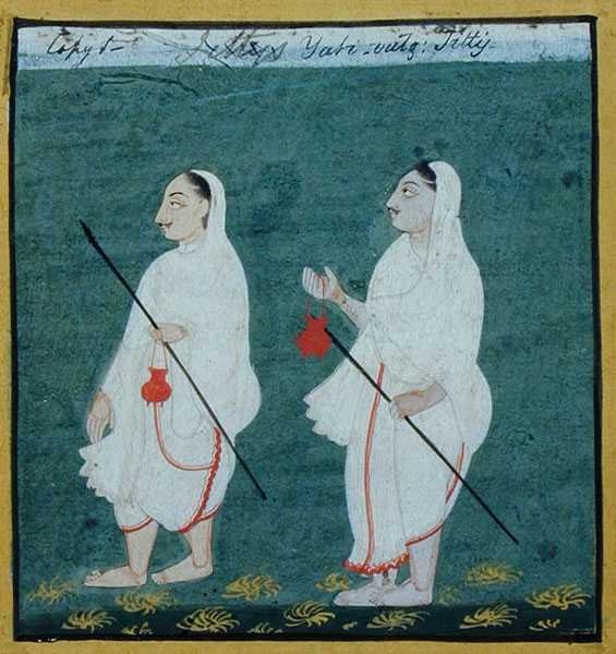 Deux ascètes jaïns aux cheveux emmêlés (jati) mendiants religieux, Udaipur, c.1810-20 - Indian School