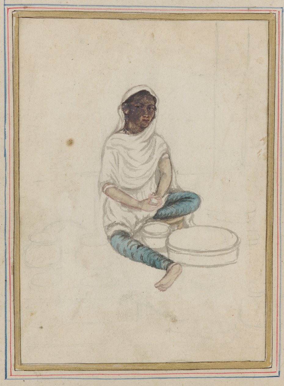 Femme moulant du maïs - Indian School