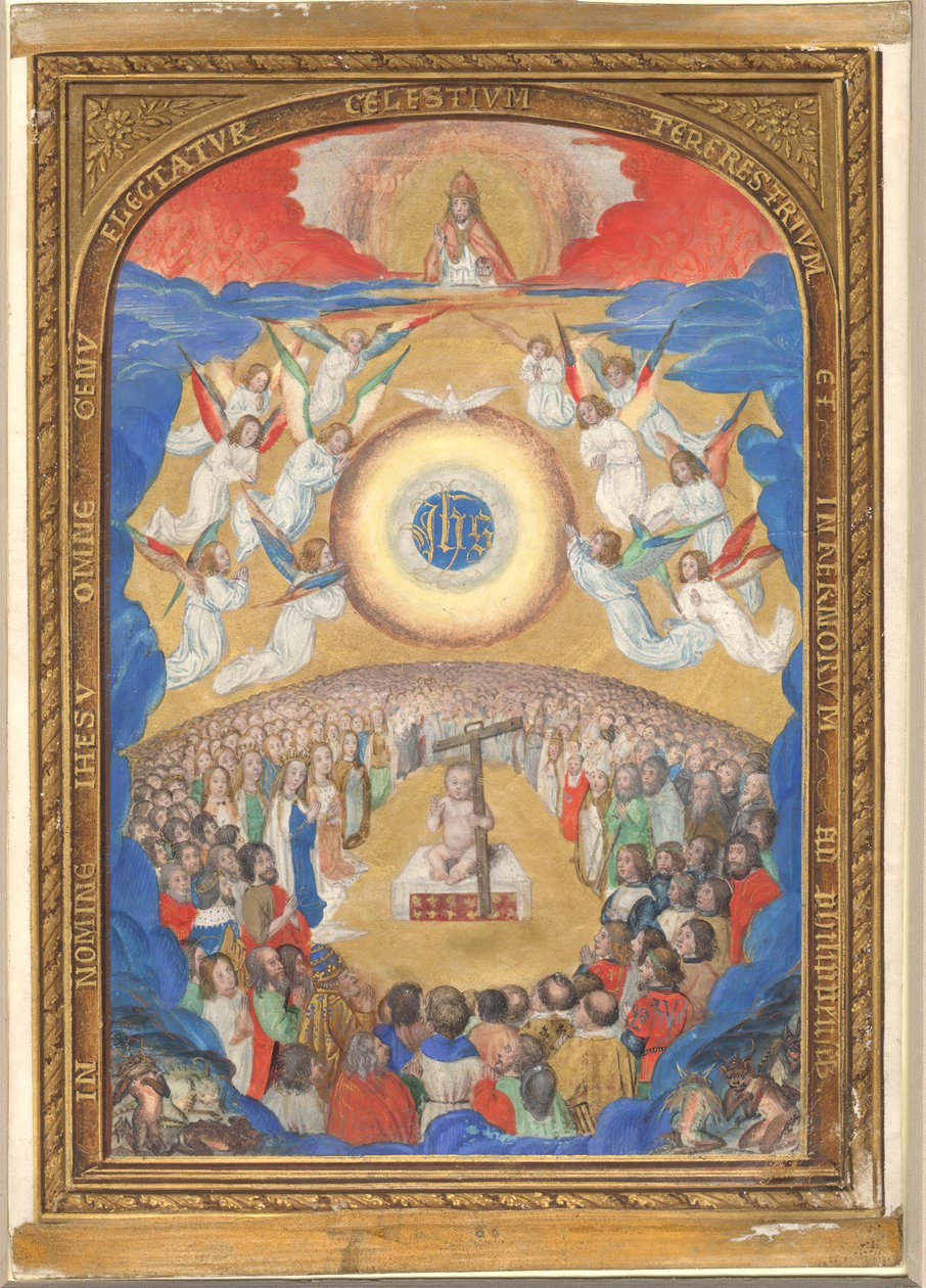 Feuille de manuscrit avec Adoration du Saint Nom, d