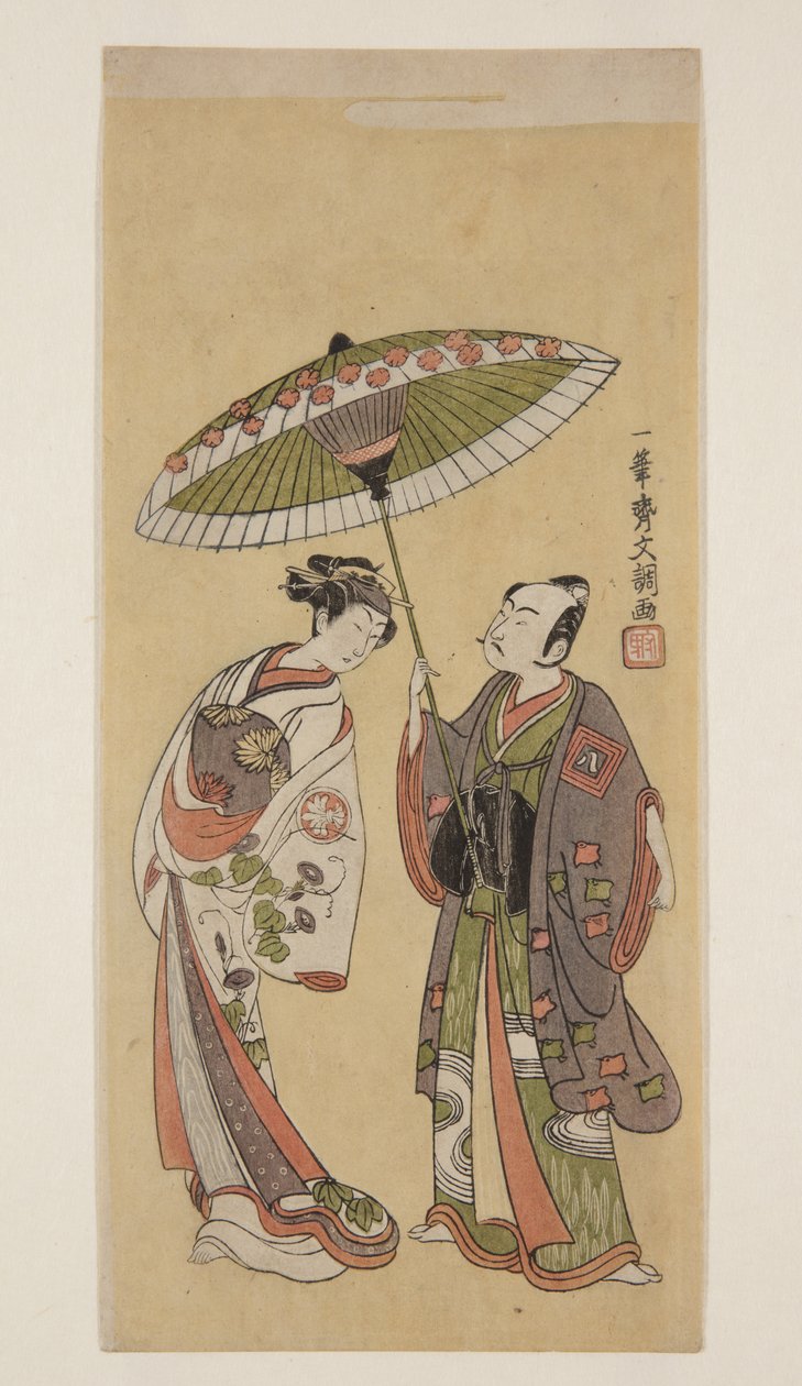 Acteurs Ichikawa Yaozō II en Soga no Jūrō et Segawa Kikunojō II en Ōiso no Tora - Ippitsusai Bunchō