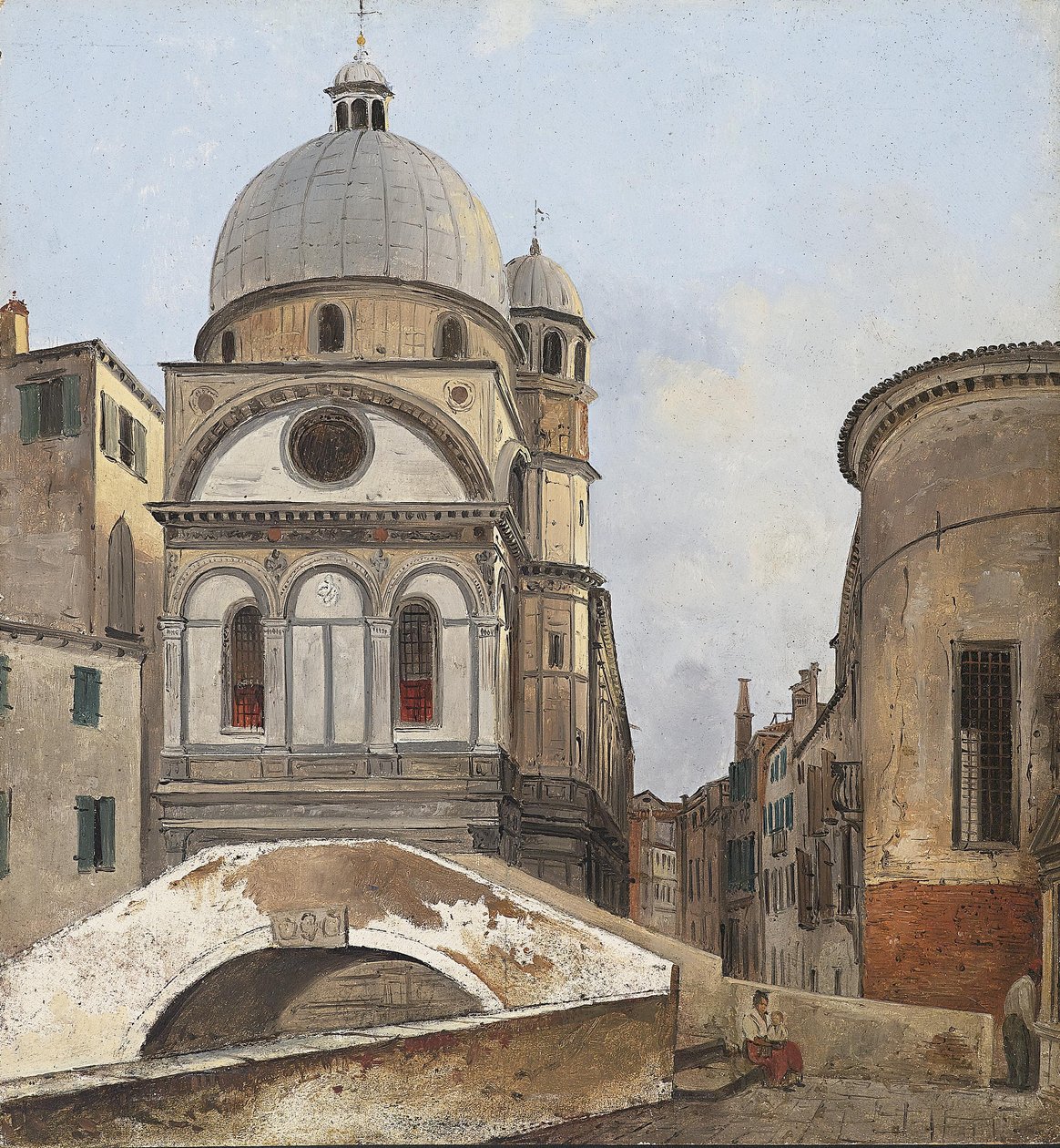Vue sur les églises Maria dei Miracoli et Santa Maria Nova à Venise - Ippolito Caffi
