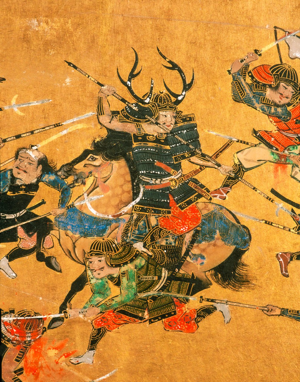 Samurai - 2 panneaux représentant une scène détaillée de la bataille d