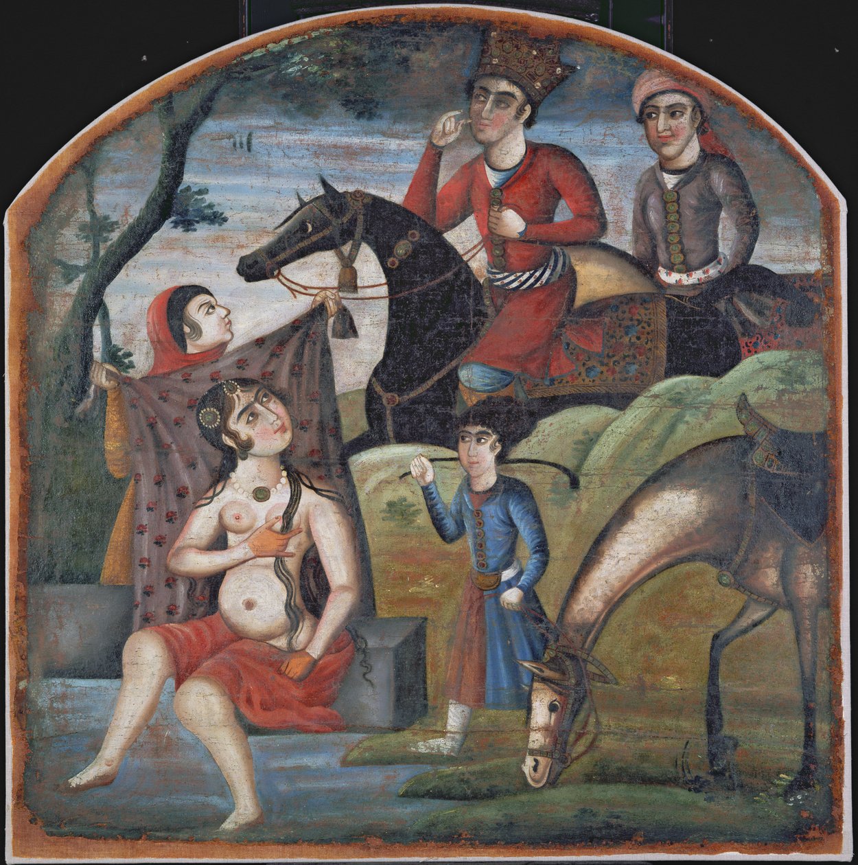 Khusraw découvre Shirin se baignant - Iranian School