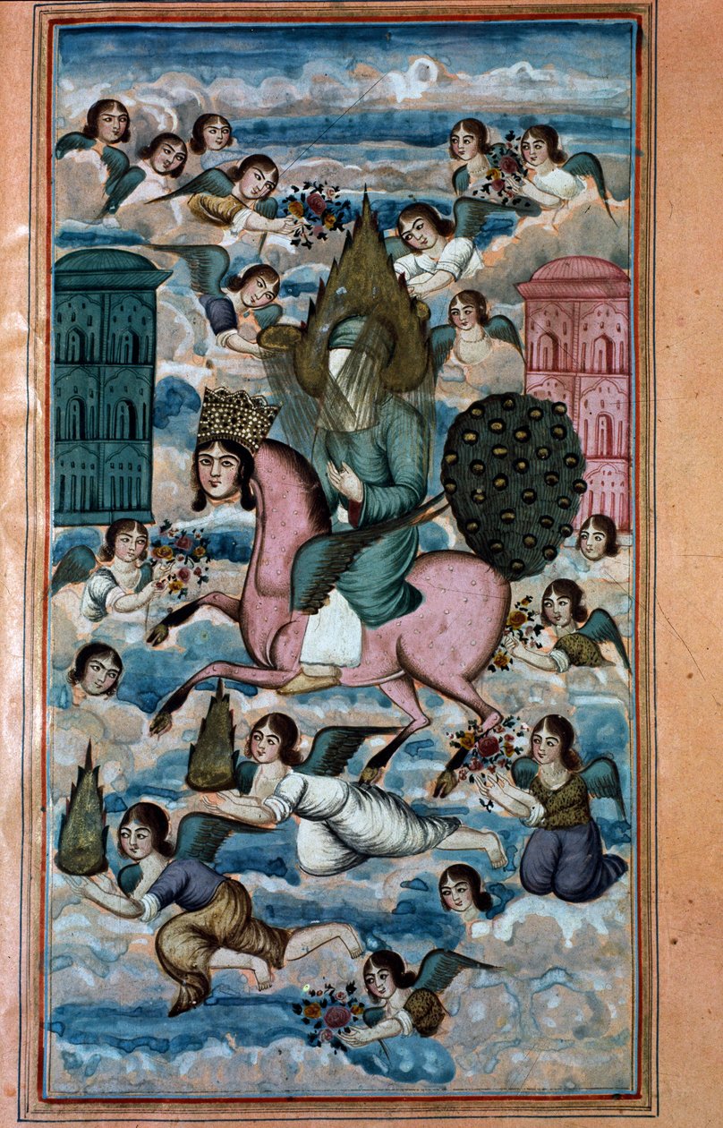 Layla et le voyage légendaire de Mahomet au paradis, du poème épique de Nezami - Iranian School