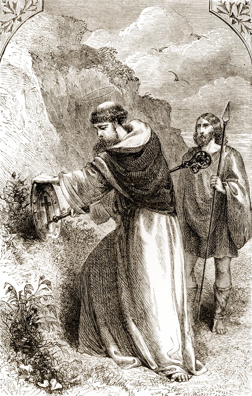 Saint Patrick marquant le bouclier de Connal avec la Croix, de The ...
