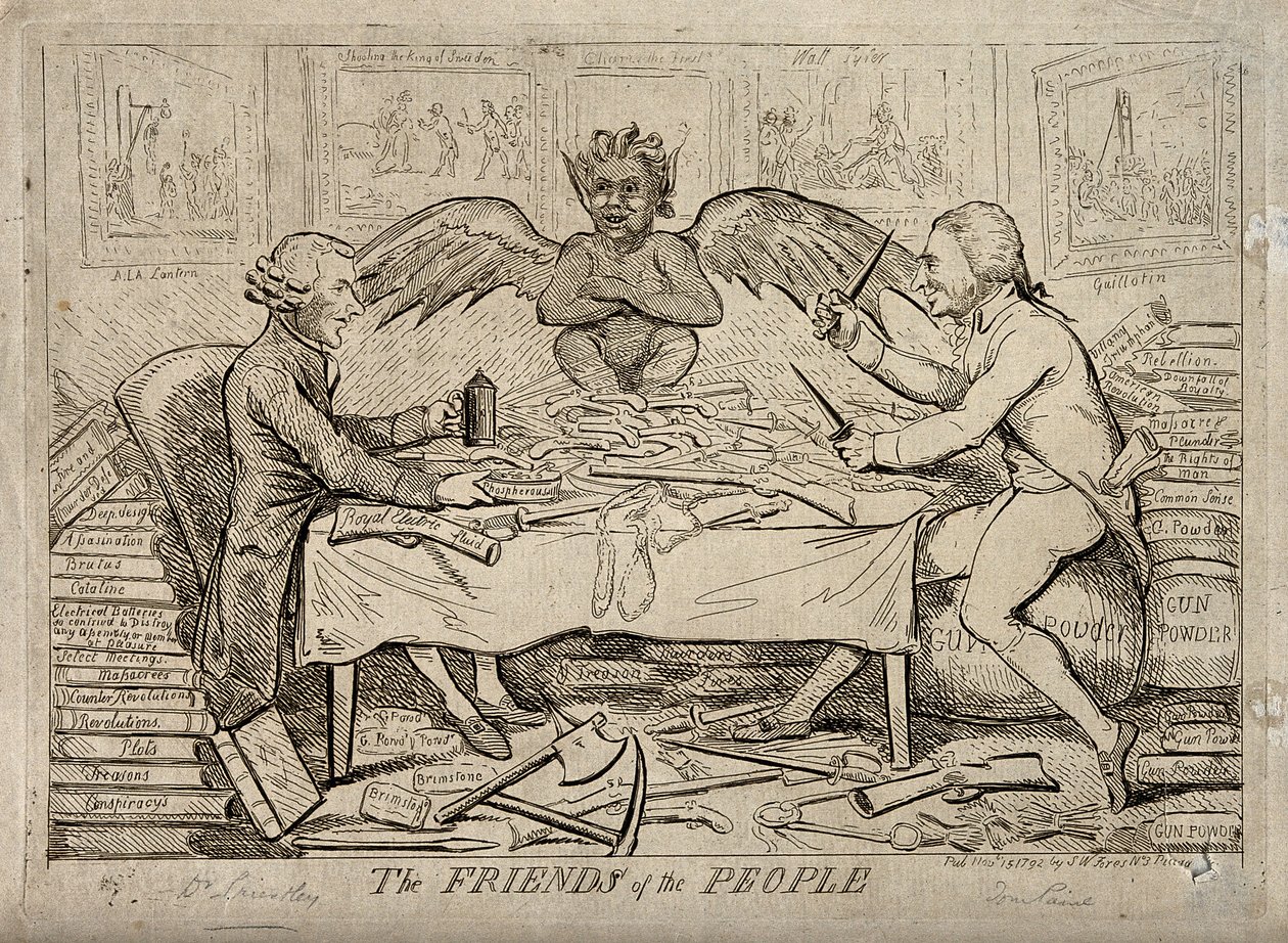 La solidarité républicaine de Joseph Priestley et Thomas Paine, 1792 - Isaac Cruikshank