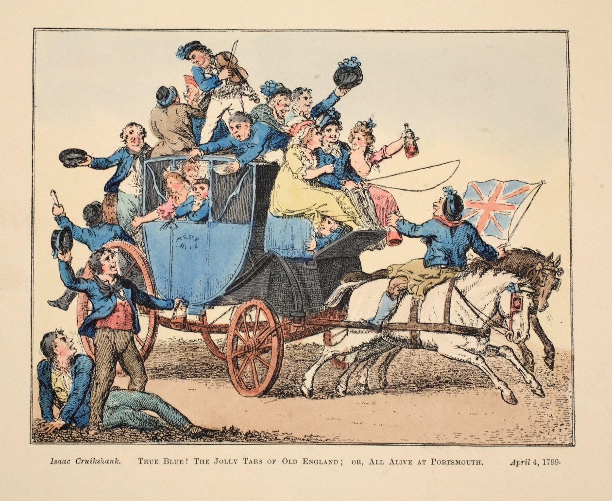True Blue! Les joyeux marins de la vieille Angleterre; ou Tous vivants à Portsmouth, pub. 1799 - Isaac Robert Cruikshank