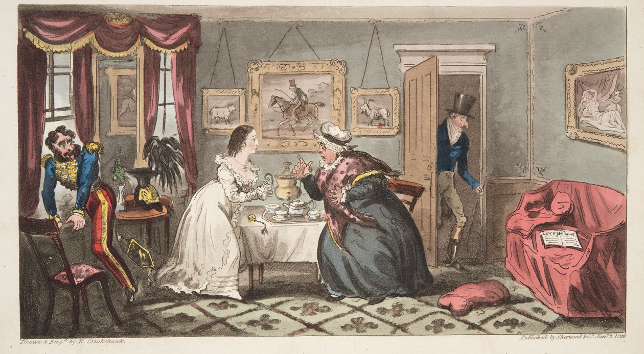Un Beau Bain et une Belle Fragile ou M. B. et Mlle L., de The English Spy - Isaac Robert Cruikshank