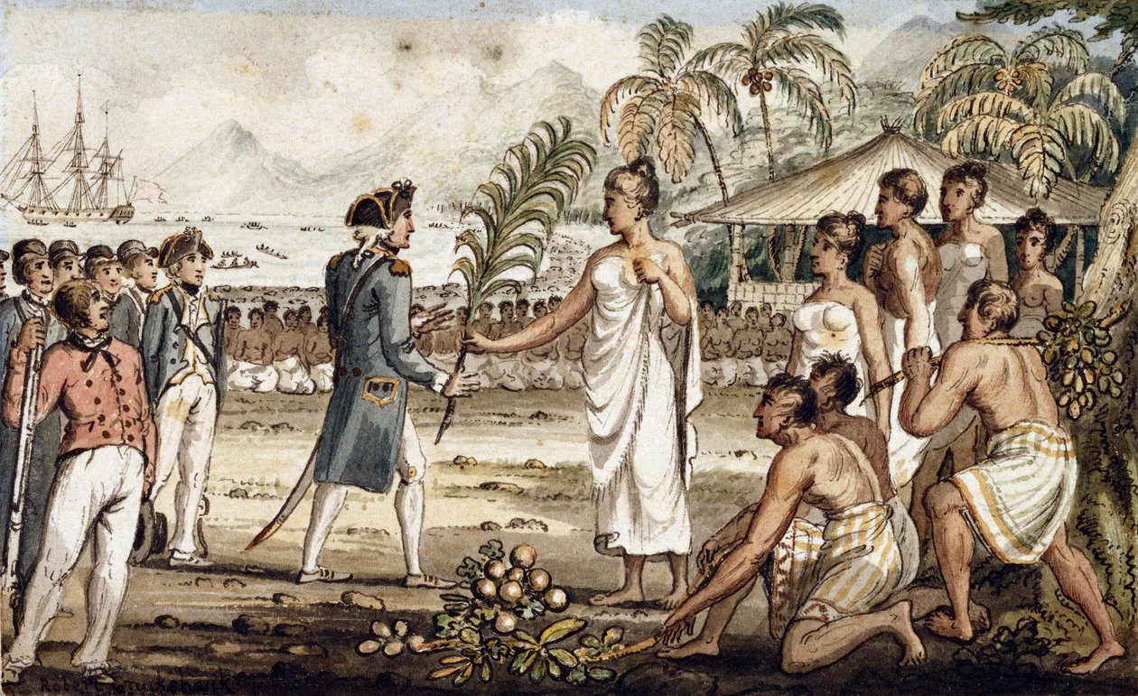 Oatehite, illustration de "Les Voyages du Capitaine Cook" - Isaac Robert Cruikshank