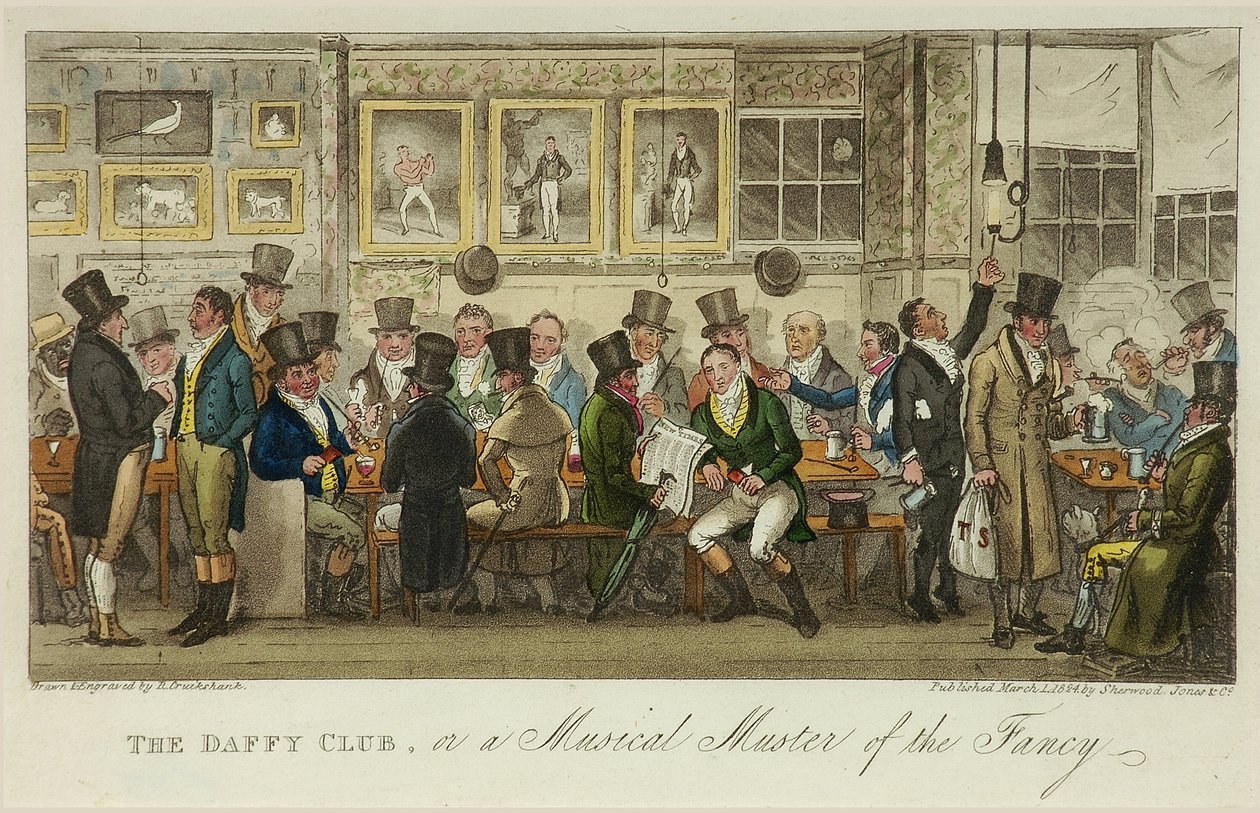 Le club Daffy, ou une réunion musicale de la Fancy, publié en 1824 - Isaac Robert Cruikshank