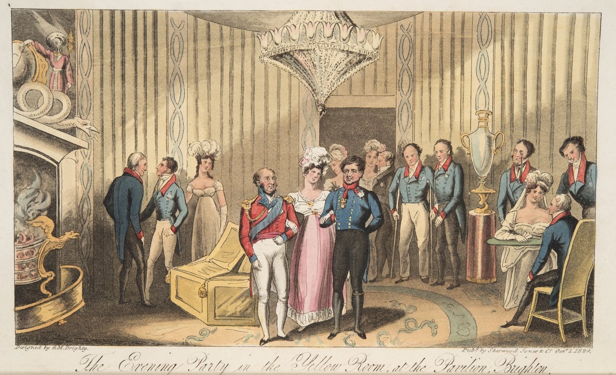 La soirée au Pavillon, Brighton, de The English Spy, pub. 1824 - Isaac Robert Cruikshank