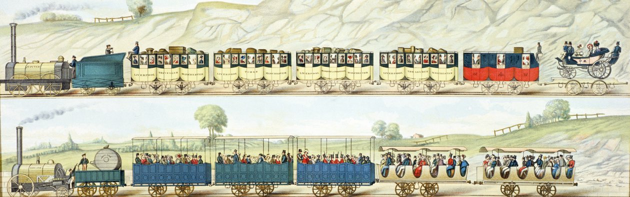 Voyage sur le chemin de fer de Liverpool et Manchester, gravé par S.G. Hughes, vers 1831 - Isaac Shaw