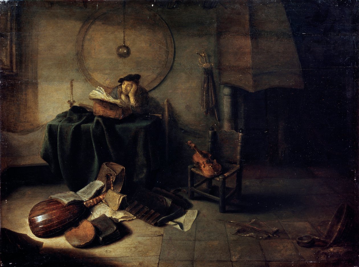 Mélancolie II Scientifique dans son studio, peinture hollandaise du 17ème siècle - Isaak de Jouderville