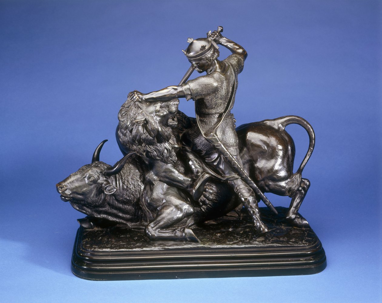 Un roi tuant un lion attaquant un taureau, vers 1874 - Isidore Jules Bonheur