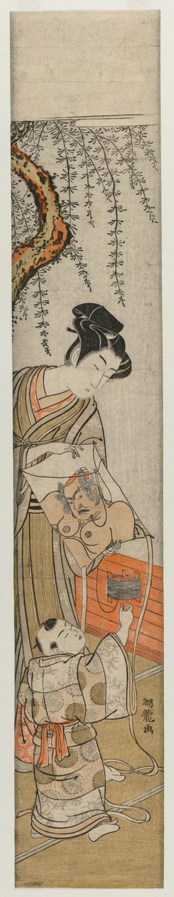 Jeune homme et enfant avec un cerf-volant, début-milieu des années 1770 - Isoda Koryusai
