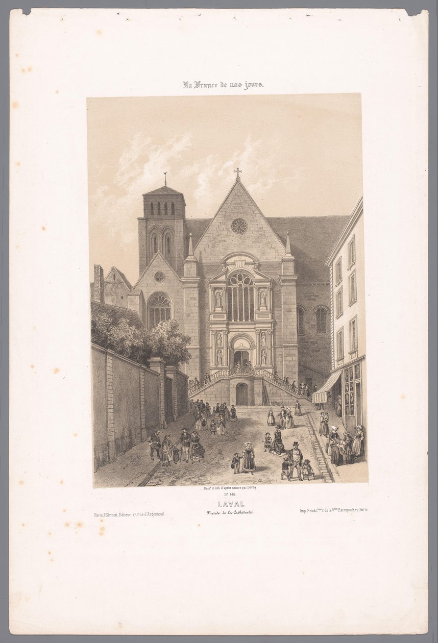 Vue de la cathédrale de la Sainte-Trinité à Laval (La France de nos jours) - Isodore Laurent Deroy