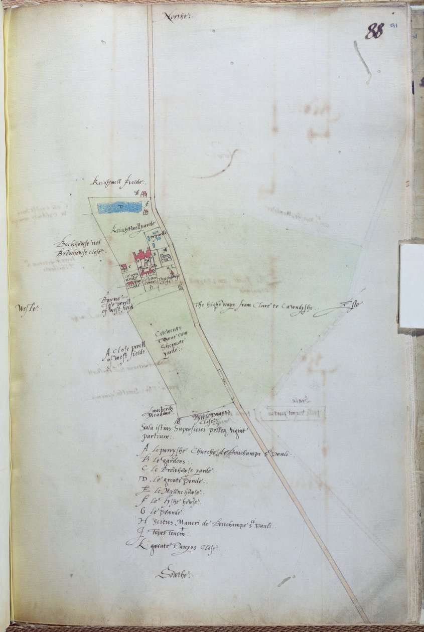 Carte du village de Belchamp St. Paul, 1576 - Israel Amyce
