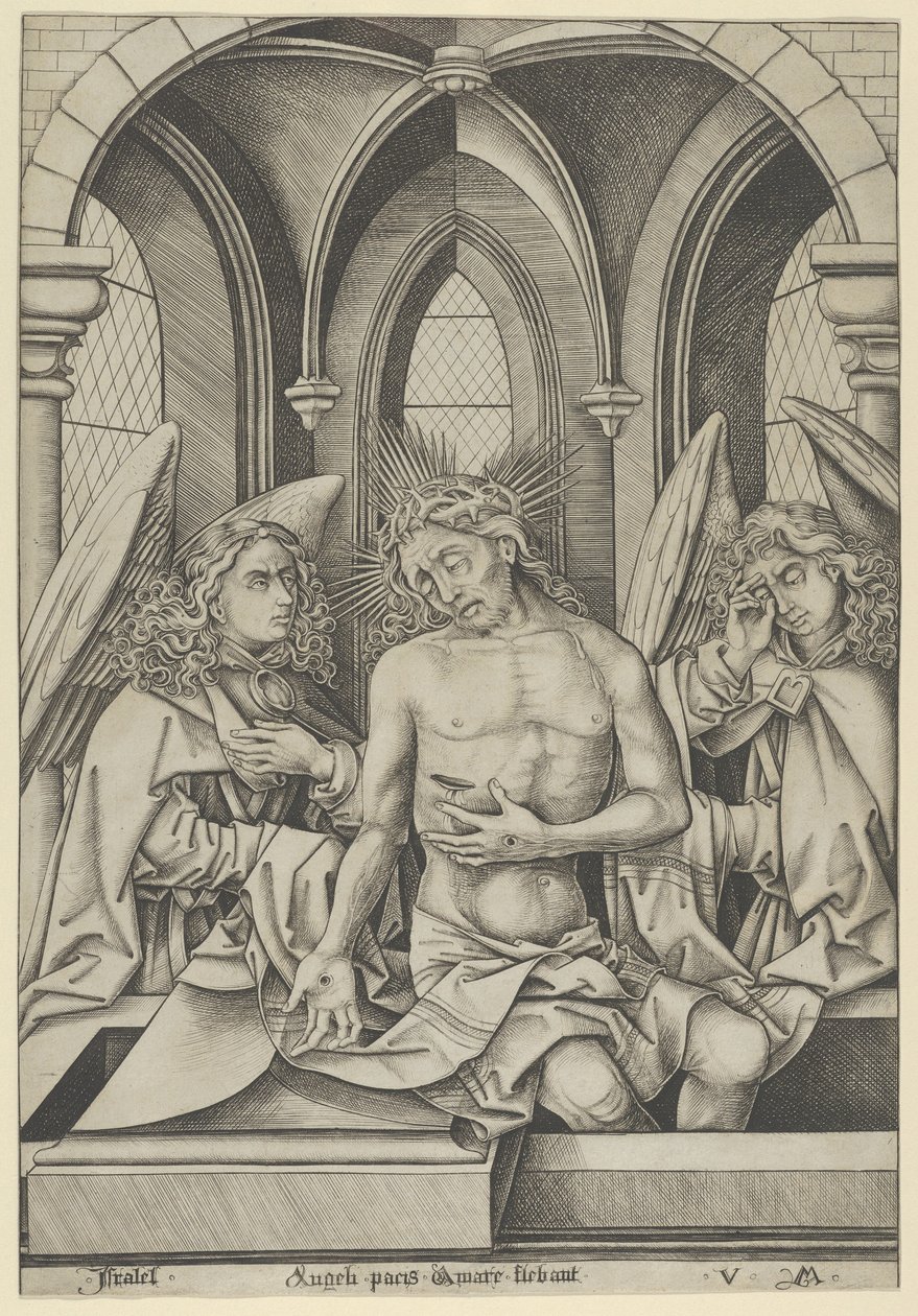 Le Christ en homme de douleurs entre deux anges - Israhel van Meckenem
