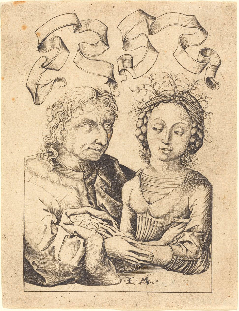 Le Vieil Homme Insensé et la Jeune Fille - Israhel van Meckenem after Master of the Housebook