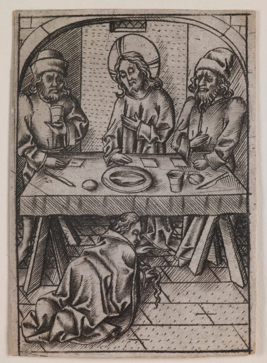 Marie-Madeleine lavant les pieds du Christ - Israhel van Meckenem the younger