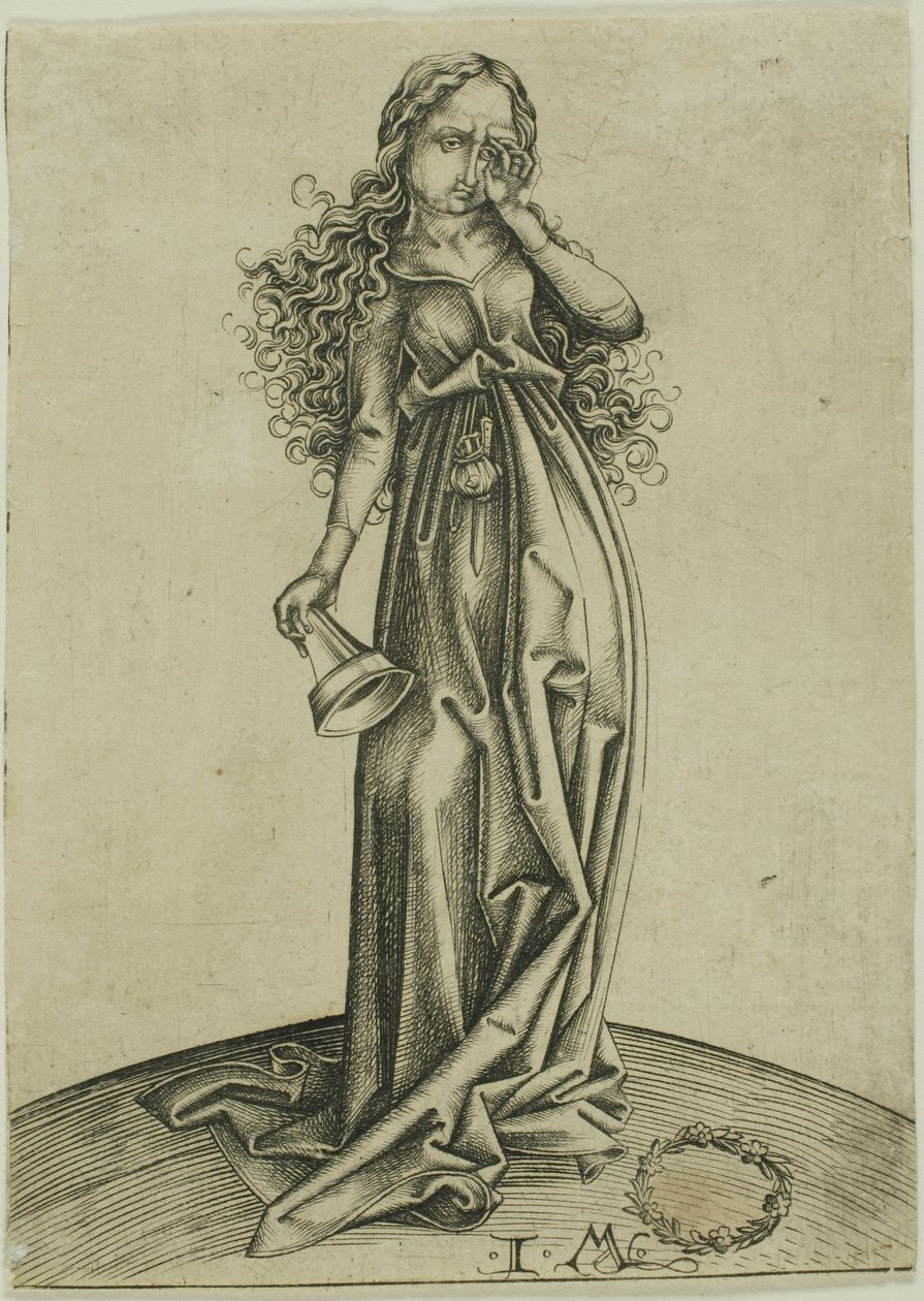 La troisième vierge folle, tirée des Cinq vierges folles - Israhel van Meckenem the younger