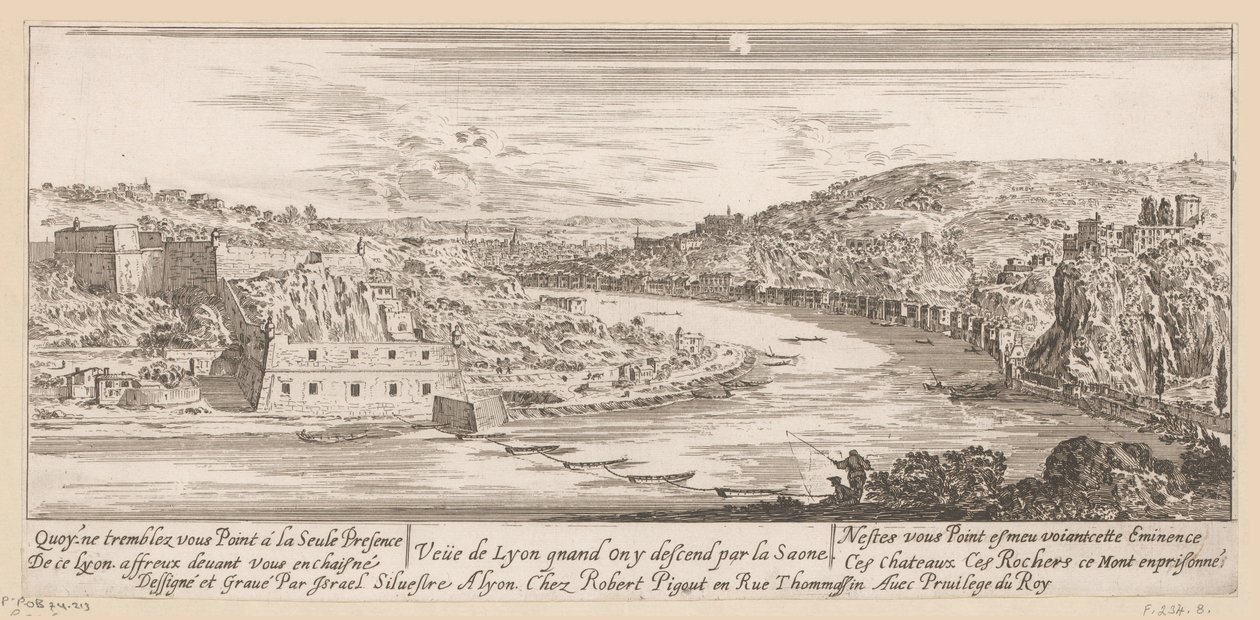 Vue de Lyon dans un méandre de la Saône - Israël Silvestre