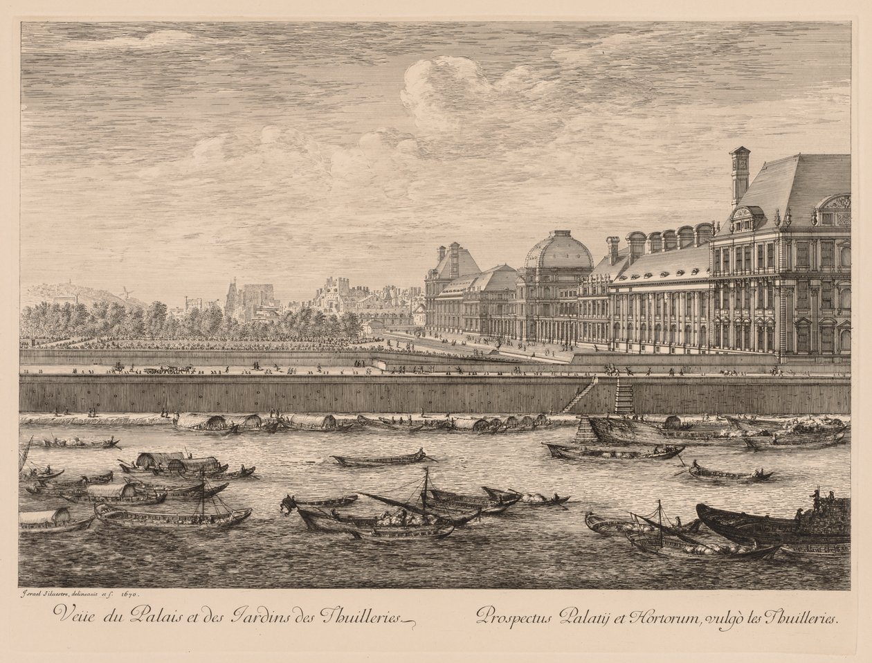 Vue du palais et des jardins des Tuileries, du côté du quai, 1670 - Israël Silvestre