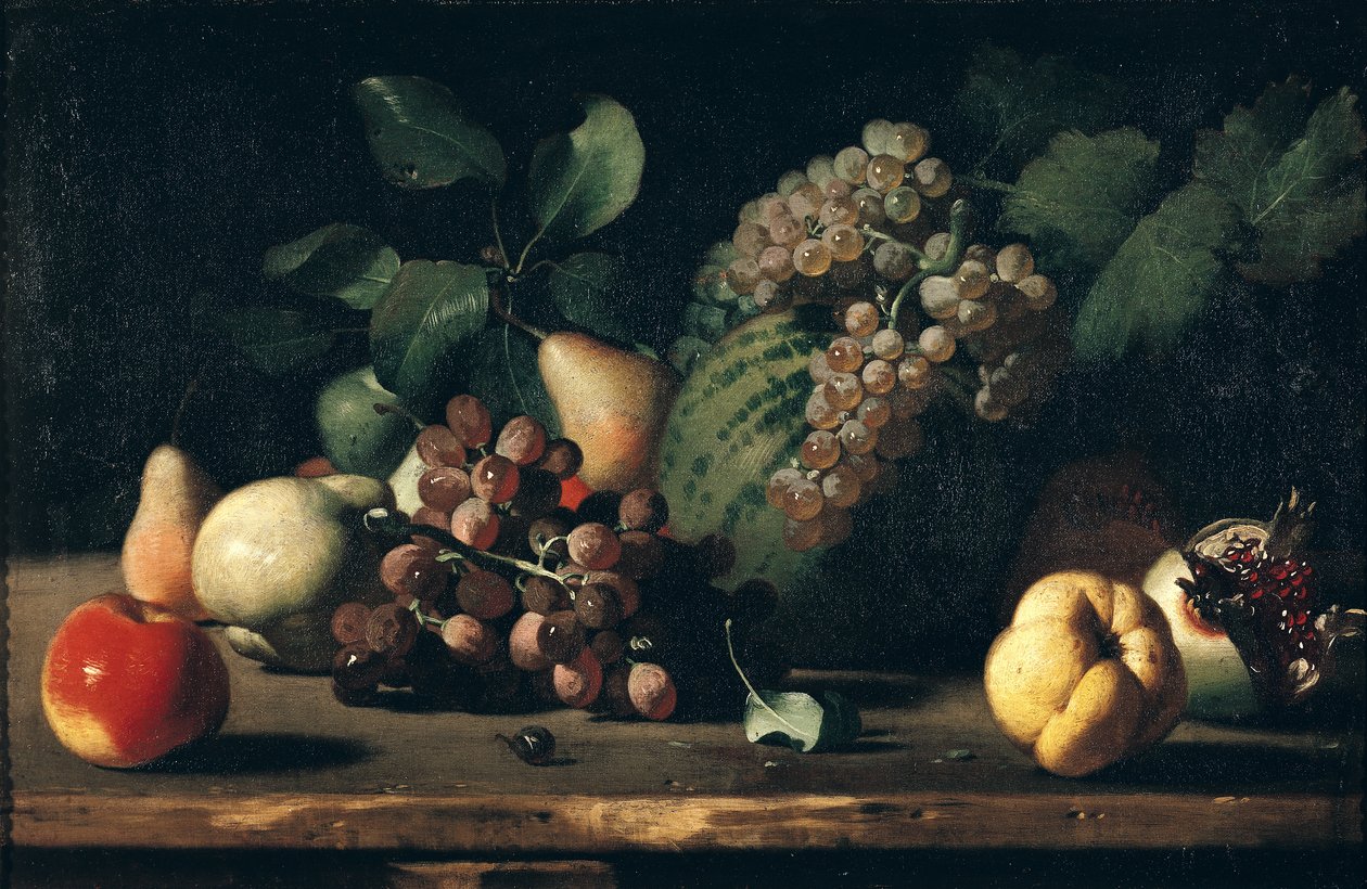 Nature morte avec raisins et grenade - Italian School