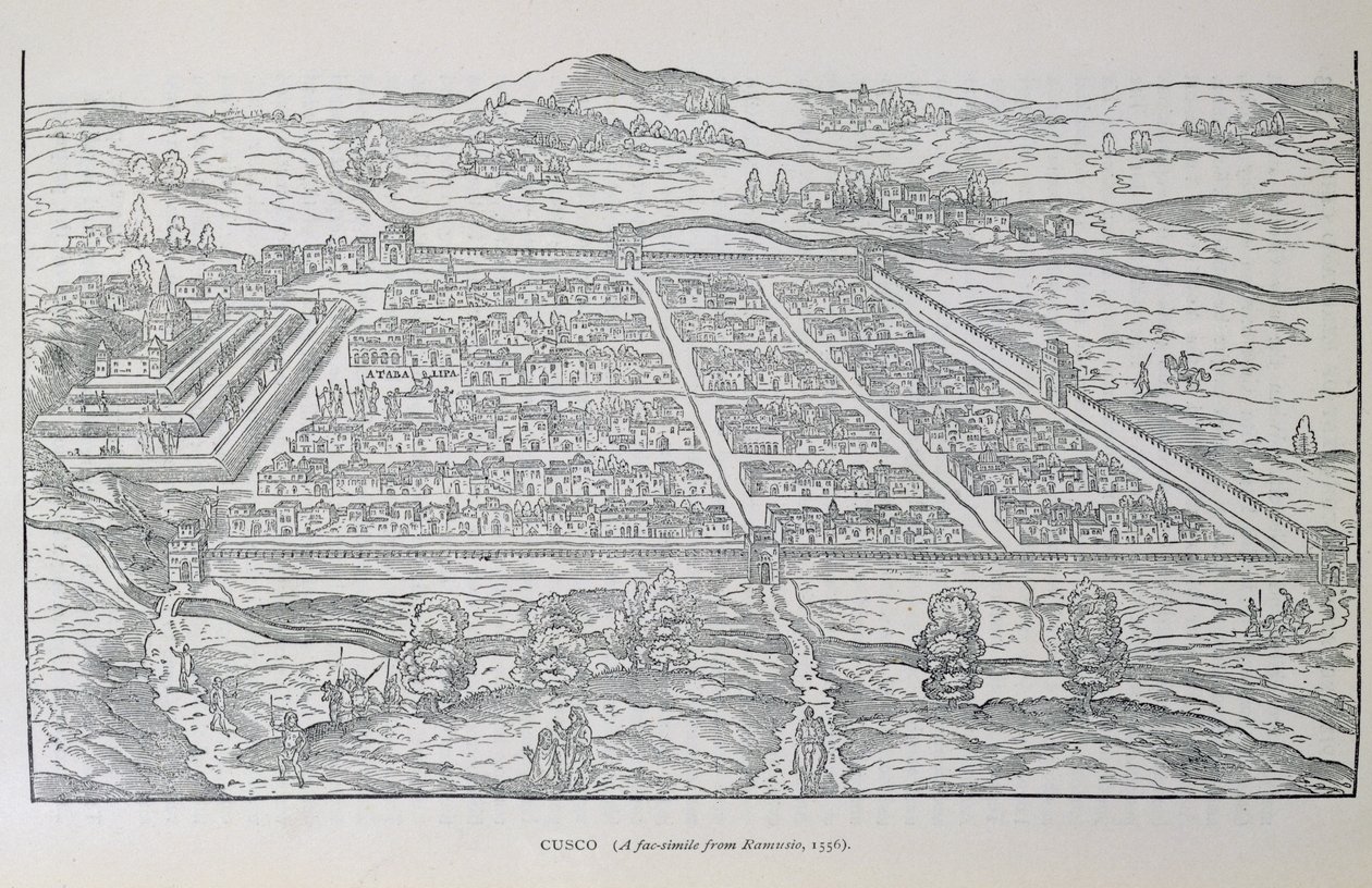 Vue de Cusco, de Ramusio, publié en 1556 - Italian School