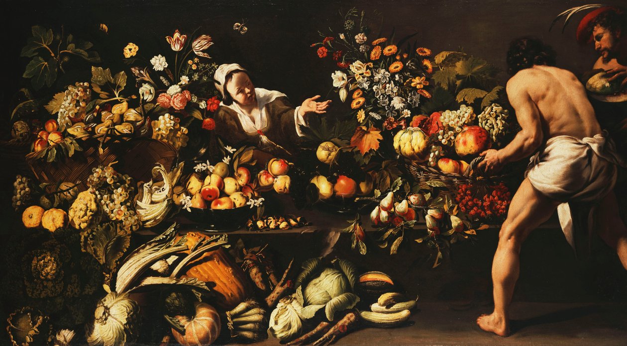 Un garde-manger rempli de légumes, de fleurs et de fruits - Italian School
