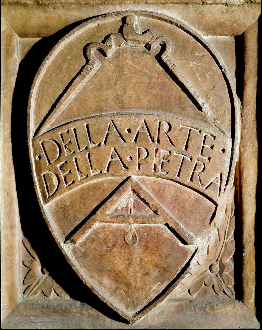 Blason de la congrégation des tailleurs de pierre. Un compas et une équerre sont représentés - Italian School