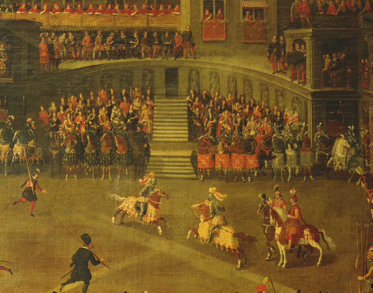 Carrousel dans la cour du Palais du Belvédère - Italian School