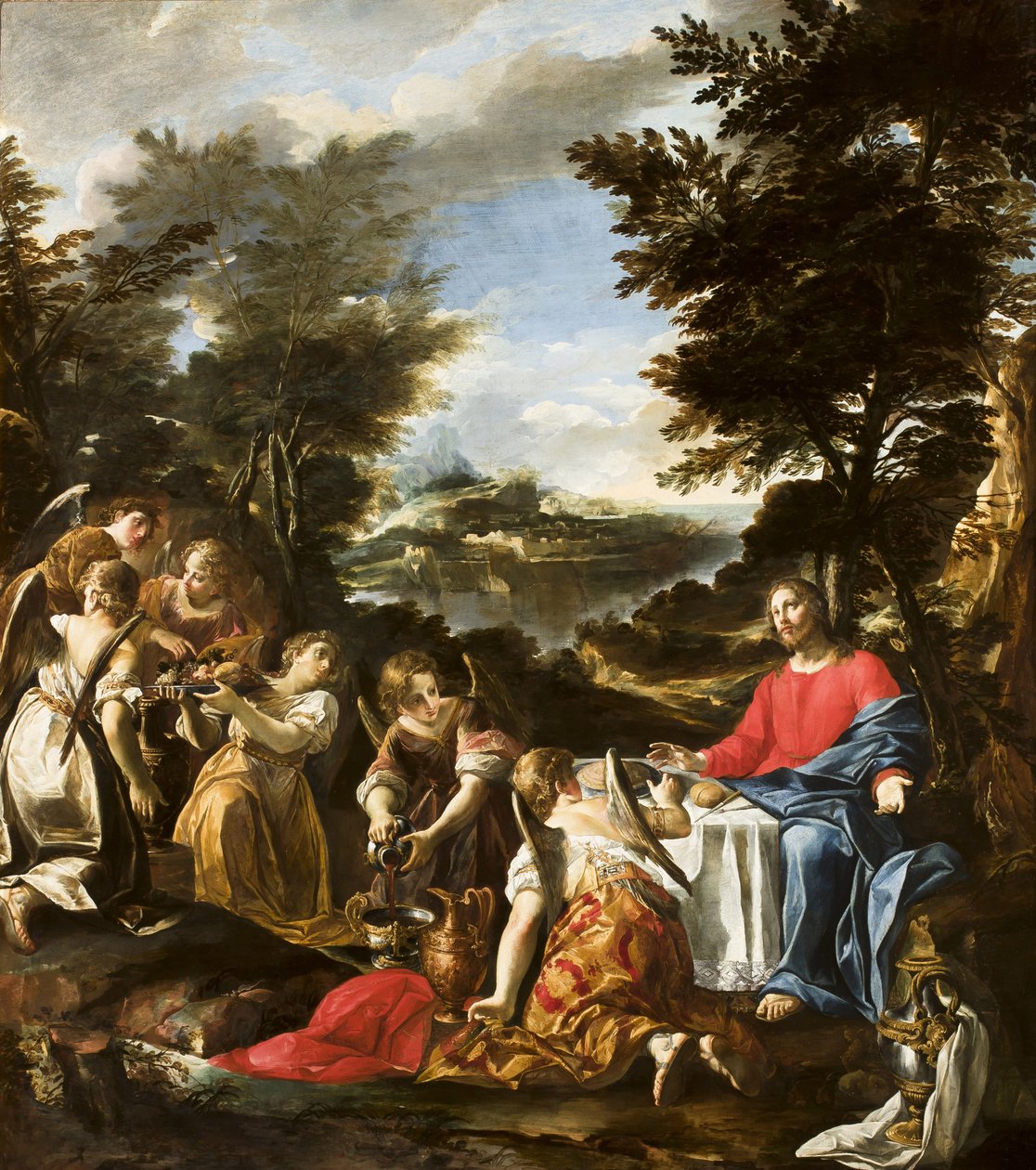 Le Christ servi par les anges, vers 1650-1700 - Italian School